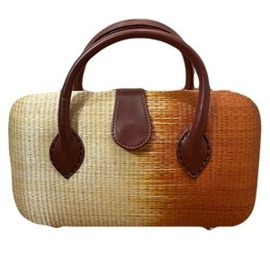 Le Sak Ombré Tan and Orange (rust) Hard Body Woven Handbag NWOT